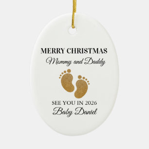 Merry Christmas Mommy and Daddy See You in Ceramic Tree Decoration