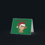 Merry Christmas! Monkey Holiday Card<br><div class="desc">Merry Christmas! Cute monkey with Santa hat on.</div>
