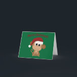Merry Christmas! Monkey Holiday Card<br><div class="desc">Merry Christmas! Cute monkey with Santa hat on.</div>