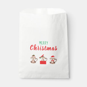 Merry Christmas Monkey Jungle Animal Red Green Favour Bags
