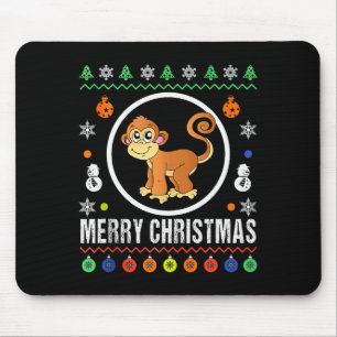 Merry Christmas Monkey Ugly Sweater Xmas Knit Tank Mouse Mat