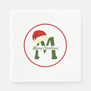 Merry Christmas Monogram Paper Napkin