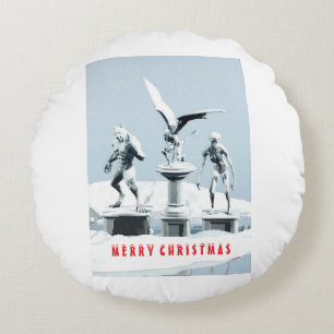 Merry Christmas. Monster ice sculptures Round Cushion