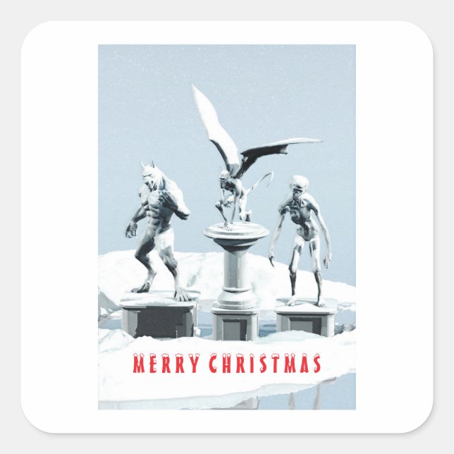 Merry Christmas. Monster ice sculptures Square Sticker (Front)
