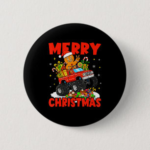 Merry Christmas Monster Truck Funny Gingerbread Me 6 Cm Round Badge