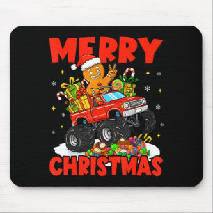 Merry Christmas Monster Truck Funny Gingerbread Me Mouse Mat