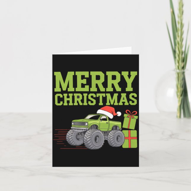 Merry Christmas Monster Truck Toddler Boys Xmas  Card (Front)