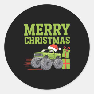 Merry Christmas Monster Truck Toddler Boys Xmas  Classic Round Sticker