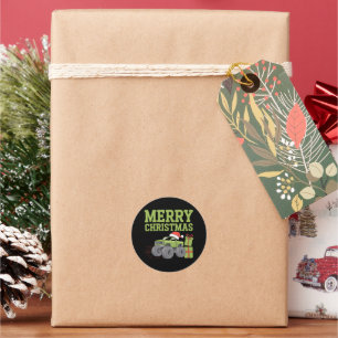 Merry Christmas Monster Truck Toddler Boys Xmas Classic Round Sticker