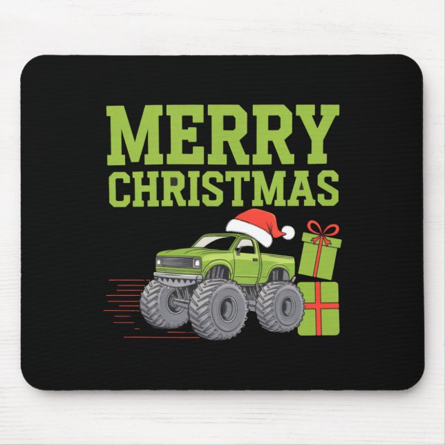 Merry Christmas Monster Truck Toddler Boys Xmas  Mouse Mat (Front)