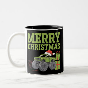 Merry Christmas Monster Truck Toddler Boys Xmas  Two-Tone Coffee Mug