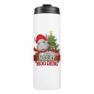 Merry Christmas Moo Deng Christmas Baby Hippo Sant Thermal Tumbler
