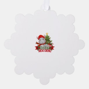 Merry Christmas Moo Deng Christmas Baby Hippo Sant Tree Decoration Card