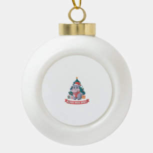 Merry Christmas Moo Deng Christmas Baby Hippo Tank Ceramic Ball Christmas Ornament