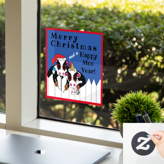 Merry Christmas Moo Year Window Cling (Office)