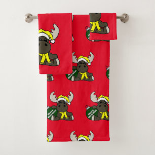 Merry Christmas Moose Bath Towel Set