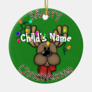 Merry Christmas Moose Ceramic Tree Decoration