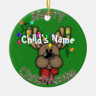 Merry Christmas Moose Ceramic Tree Decoration