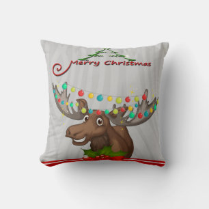 Merry Christmas Moose Cushion