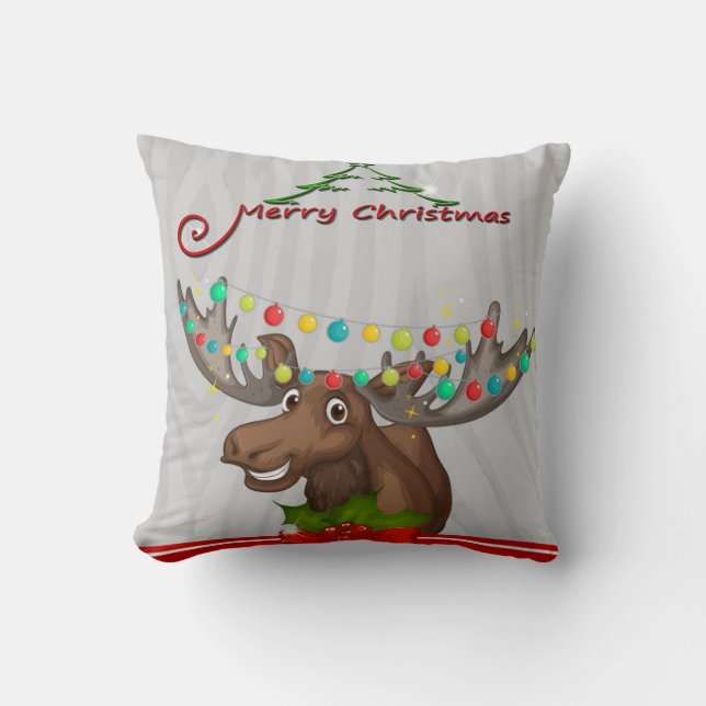 Merry Christmas Moose Cushion (Front)
