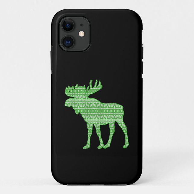 MERRY CHRISTMAS MOOSE GREEN DEER Case-Mate iPhone CASE (Back)