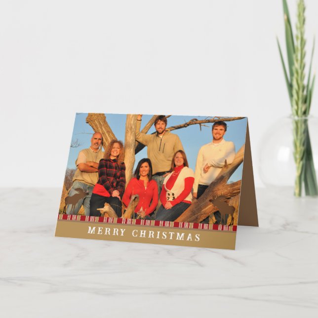 Merry Christmas Moose Holiday Card (Front)