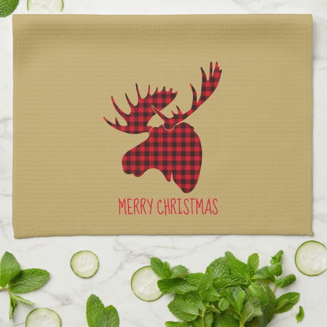 Merry Christmas Moose Kitchen Towel (Folded)