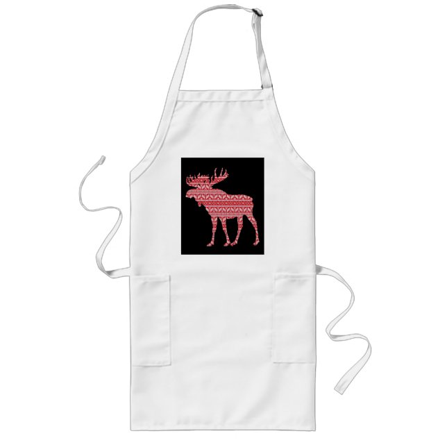 MERRY CHRISTMAS MOOSE LONG APRON (Front)
