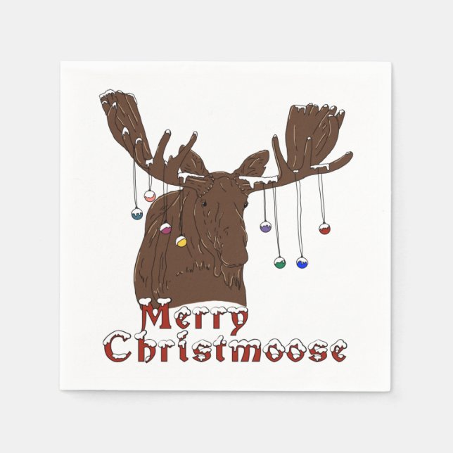 Merry Christmas Moose Napkins (Front)