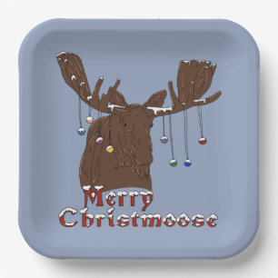 Merry Christmas Moose Paper Plates