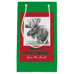 Merry Christmas Moose Small Gift Bag