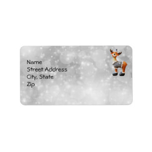 Merry Christmas moose wearing a hat Label