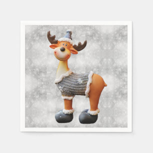 Merry Christmas moose wearing a hat Napkin