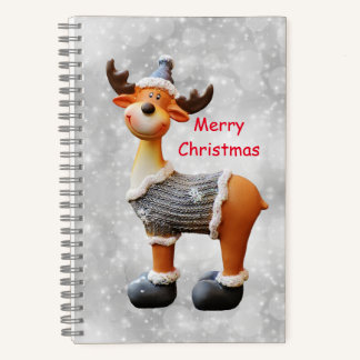 Merry Christmas moose wearing a hat Notebook