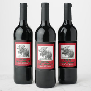 Merry Christmas MOOSE Wine Label