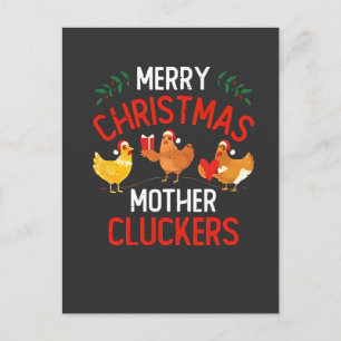 Merry Christmas Mother Cluckers Rooaster Xmas Invitation Postcard