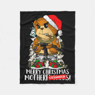 Merry Christmas Motherfker! Hip Hop Teddy Bear Xma Fleece Blanket
