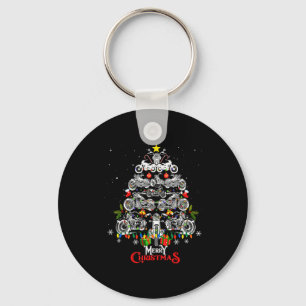 Merry Christmas Motorcycle Tree Christmas Lights B Key Ring