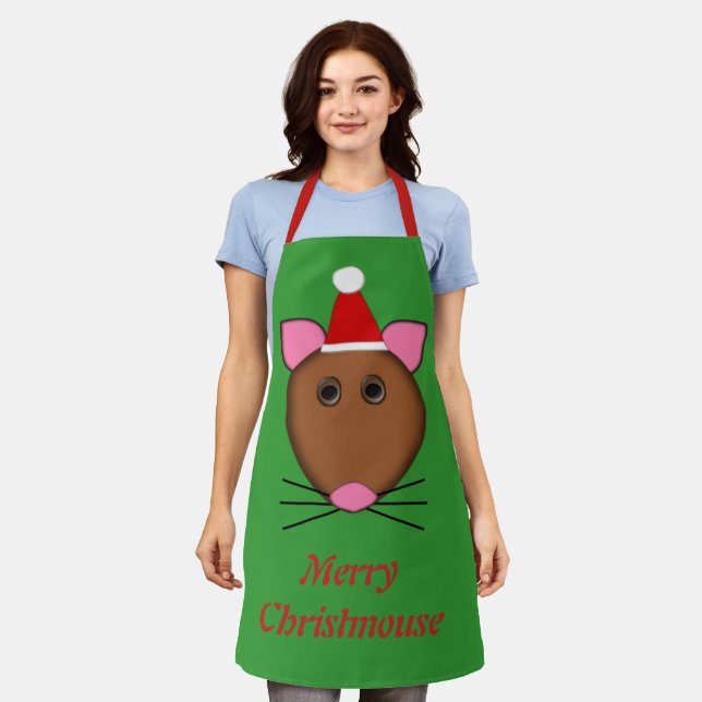 Merry Christmas Mouse Custom Apron (Worn)
