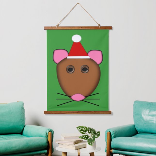 Merry Christmas Mouse Hanging Tapestry (Living Room)