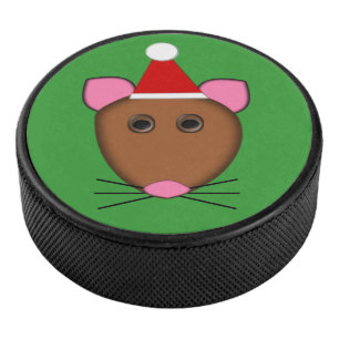 Merry Christmas Mouse Hockey Puck