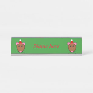 Merry Christmas Mouse Personalised Desk Name Plate