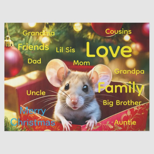 Merry Christmas Mouse Tissue Paper (Front)