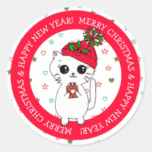 Merry Christmas Mouse with Cheese Holiday Classic Round Sticker