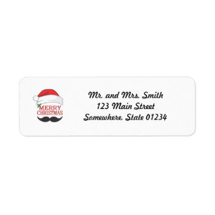 Merry Christmas Moustache Return Label