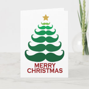 Merry Christmas Moustache Tree Holiday Card