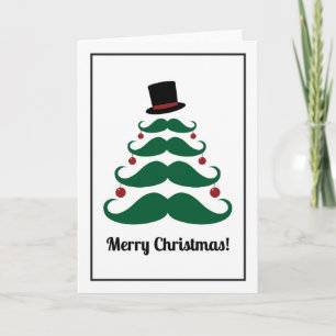 Merry Christmas Moustache Tree Holiday Card