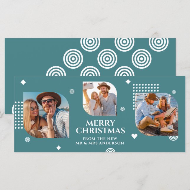 Merry Christmas Mr & Mrs 3 Photo Collage Modern (Front/Back)