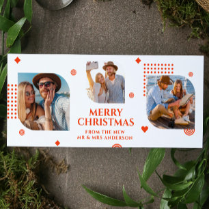 Merry Christmas Mr & Mrs 3 Photo Collage Modern Holiday Card