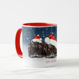 Merry Christmas Mug - Sleepy Hippos in the Snow